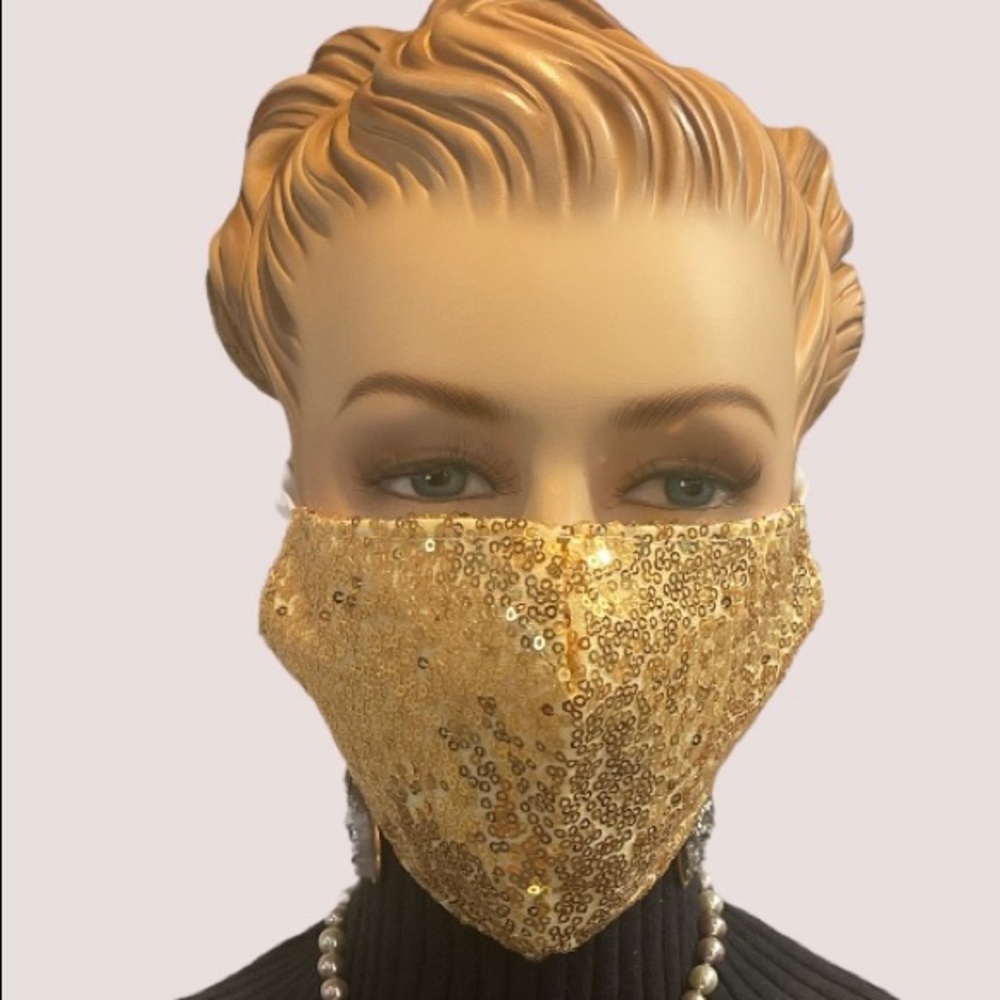 Gold Sequin Face Mask